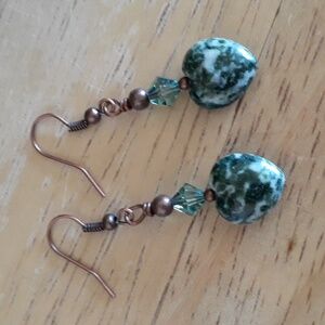 Crystal, Stone & Copper Beaded Earrings TT129